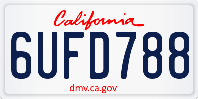 CA license plate 6UFD788