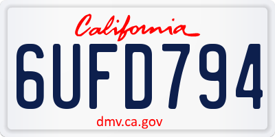 CA license plate 6UFD794