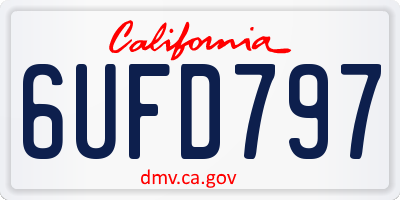 CA license plate 6UFD797
