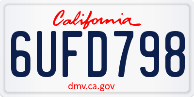 CA license plate 6UFD798