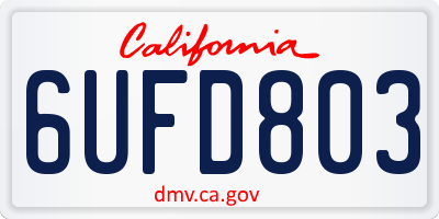 CA license plate 6UFD803