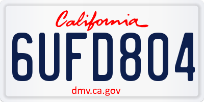 CA license plate 6UFD804