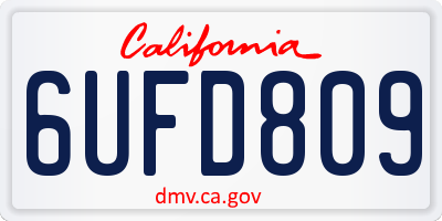 CA license plate 6UFD809