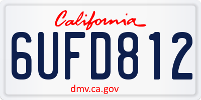 CA license plate 6UFD812