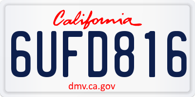 CA license plate 6UFD816
