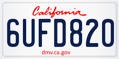 CA license plate 6UFD820
