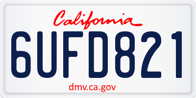 CA license plate 6UFD821