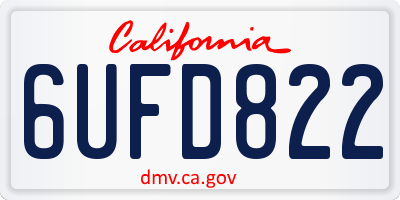 CA license plate 6UFD822