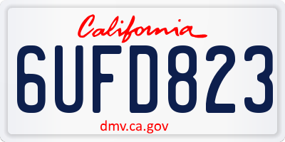 CA license plate 6UFD823