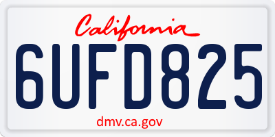 CA license plate 6UFD825
