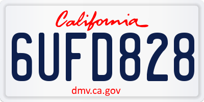 CA license plate 6UFD828