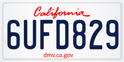 CA license plate 6UFD829