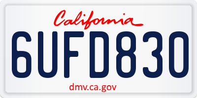CA license plate 6UFD830