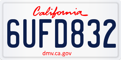 CA license plate 6UFD832