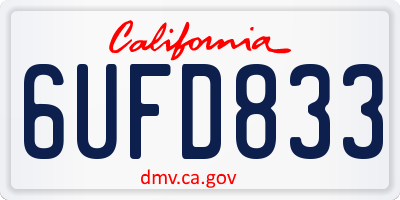 CA license plate 6UFD833