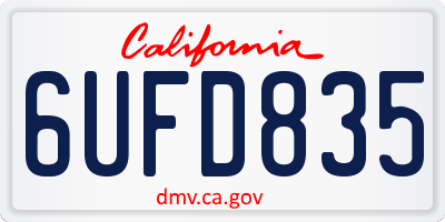 CA license plate 6UFD835