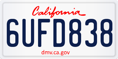 CA license plate 6UFD838