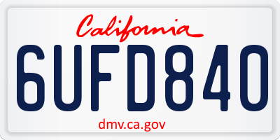 CA license plate 6UFD840