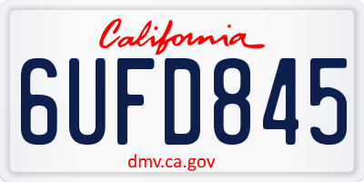 CA license plate 6UFD845