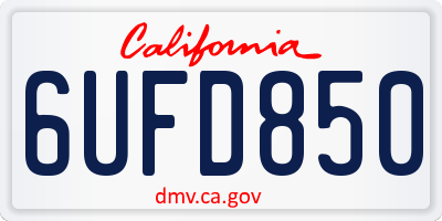 CA license plate 6UFD850