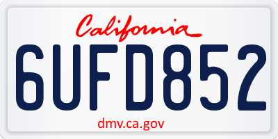 CA license plate 6UFD852