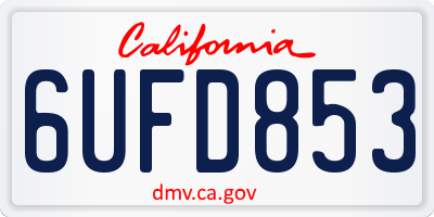 CA license plate 6UFD853