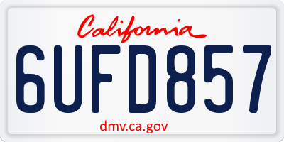 CA license plate 6UFD857
