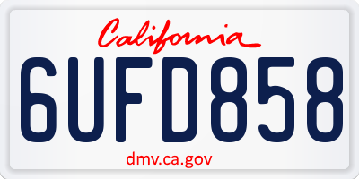 CA license plate 6UFD858