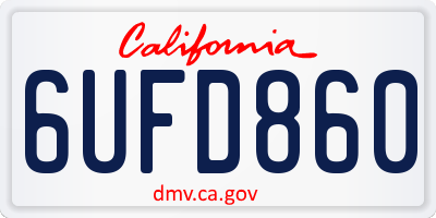 CA license plate 6UFD860