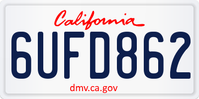 CA license plate 6UFD862