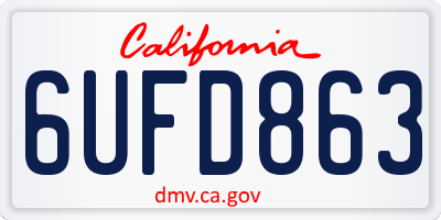 CA license plate 6UFD863