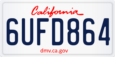 CA license plate 6UFD864