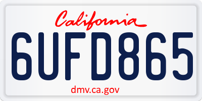 CA license plate 6UFD865