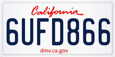 CA license plate 6UFD866