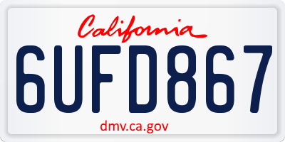 CA license plate 6UFD867