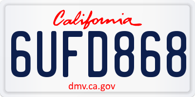 CA license plate 6UFD868