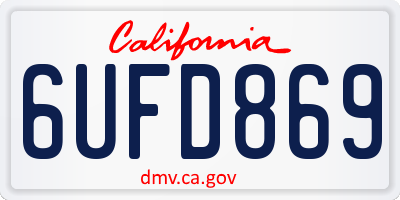 CA license plate 6UFD869