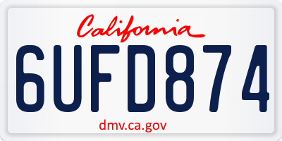 CA license plate 6UFD874
