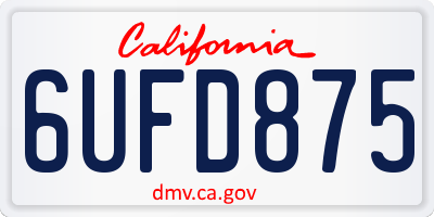 CA license plate 6UFD875