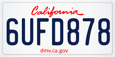 CA license plate 6UFD878