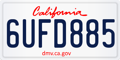 CA license plate 6UFD885