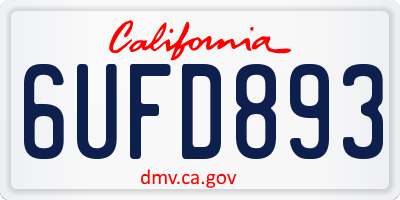 CA license plate 6UFD893