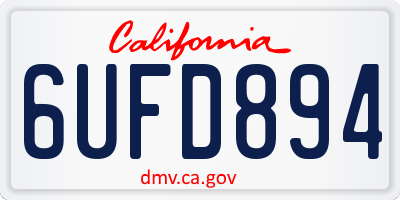 CA license plate 6UFD894