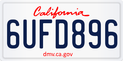 CA license plate 6UFD896