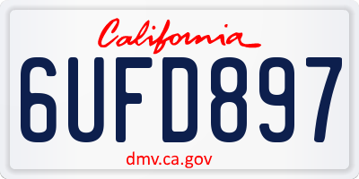 CA license plate 6UFD897