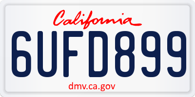 CA license plate 6UFD899
