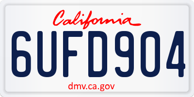 CA license plate 6UFD904