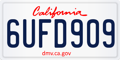 CA license plate 6UFD909