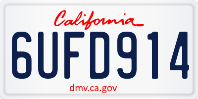 CA license plate 6UFD914