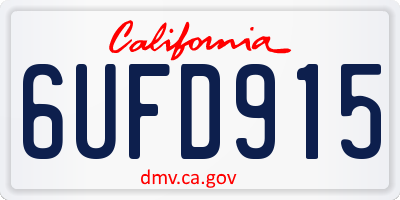 CA license plate 6UFD915